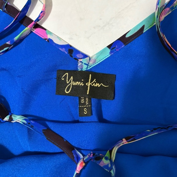 Yumi Kim Blue Floral Halter Neck Silk Maxi Dress Sz Small Formal Party Feminine - Picture 3 of 6